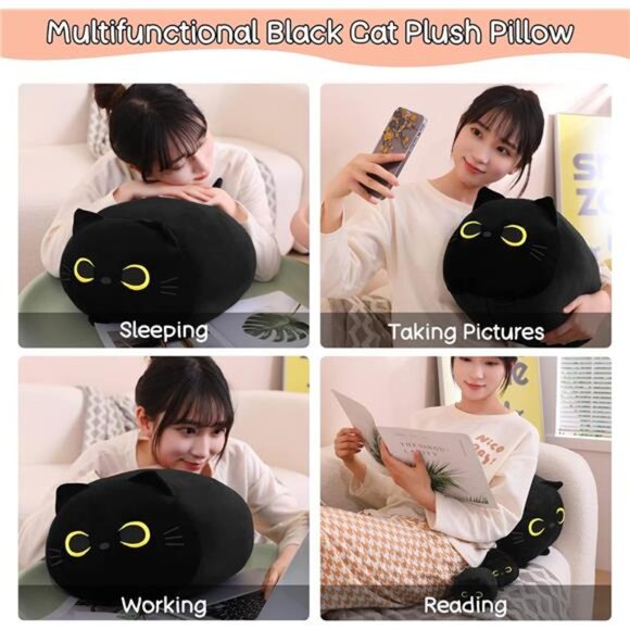 Black Cat Plush, Black Cat Stuffed Animals Plushie with 4 Cute Babies Cat Plush - Picture 5 of 7